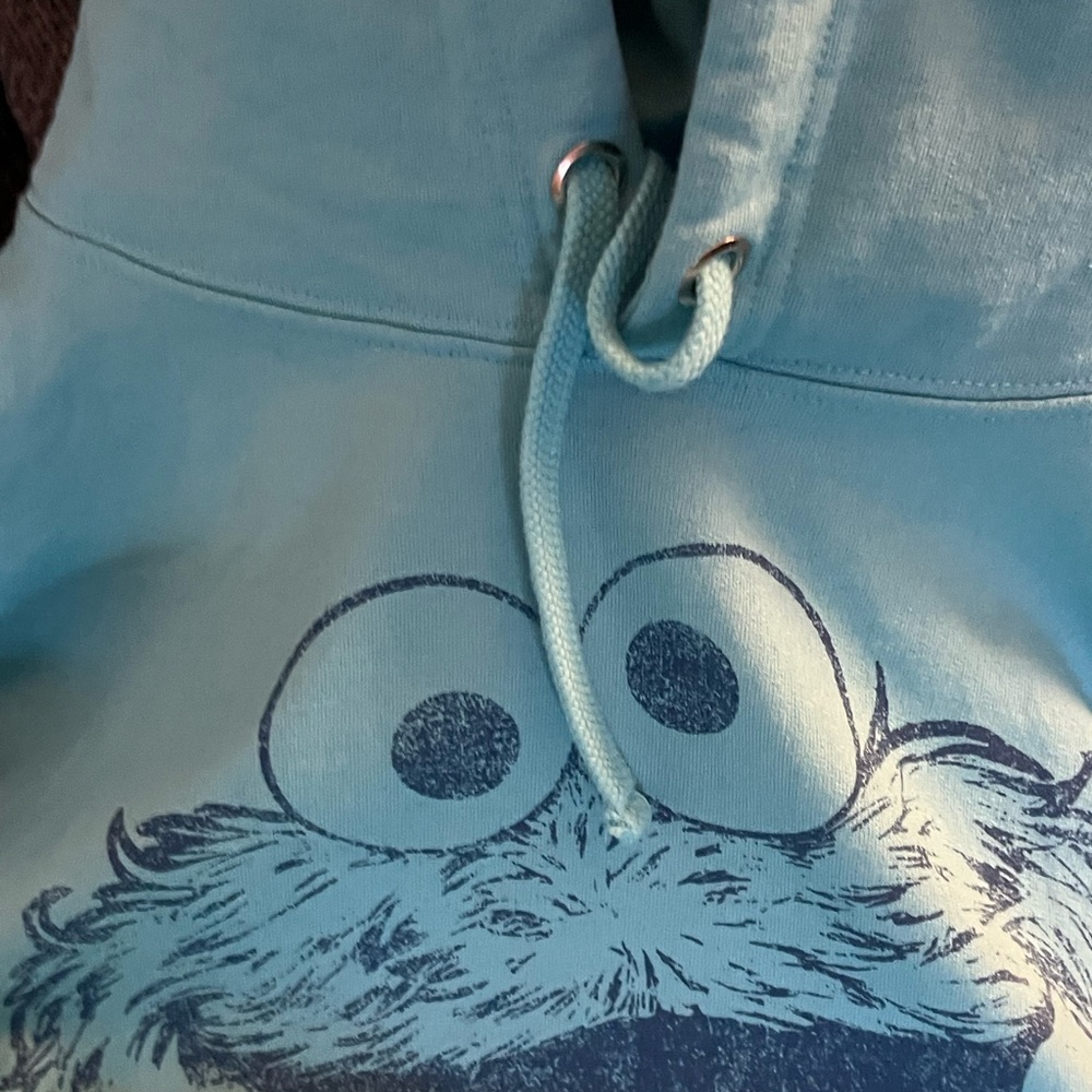 Seaworld Cookie Monster Sweatshirt Hoodie  XXL light teal. NWOT